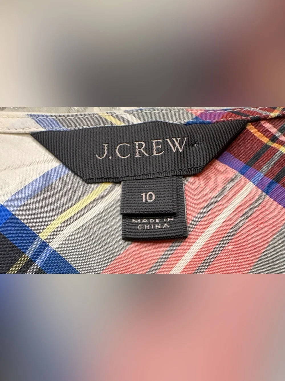 J Crew Bow-Shoulder Sleeveless Top Featuring Diagonal Tartan Plaid - Sz 10